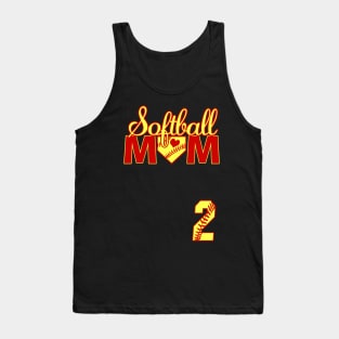 Softball Mom #2 Jersey Favorite Player Biggest Fan Heart Tank Top